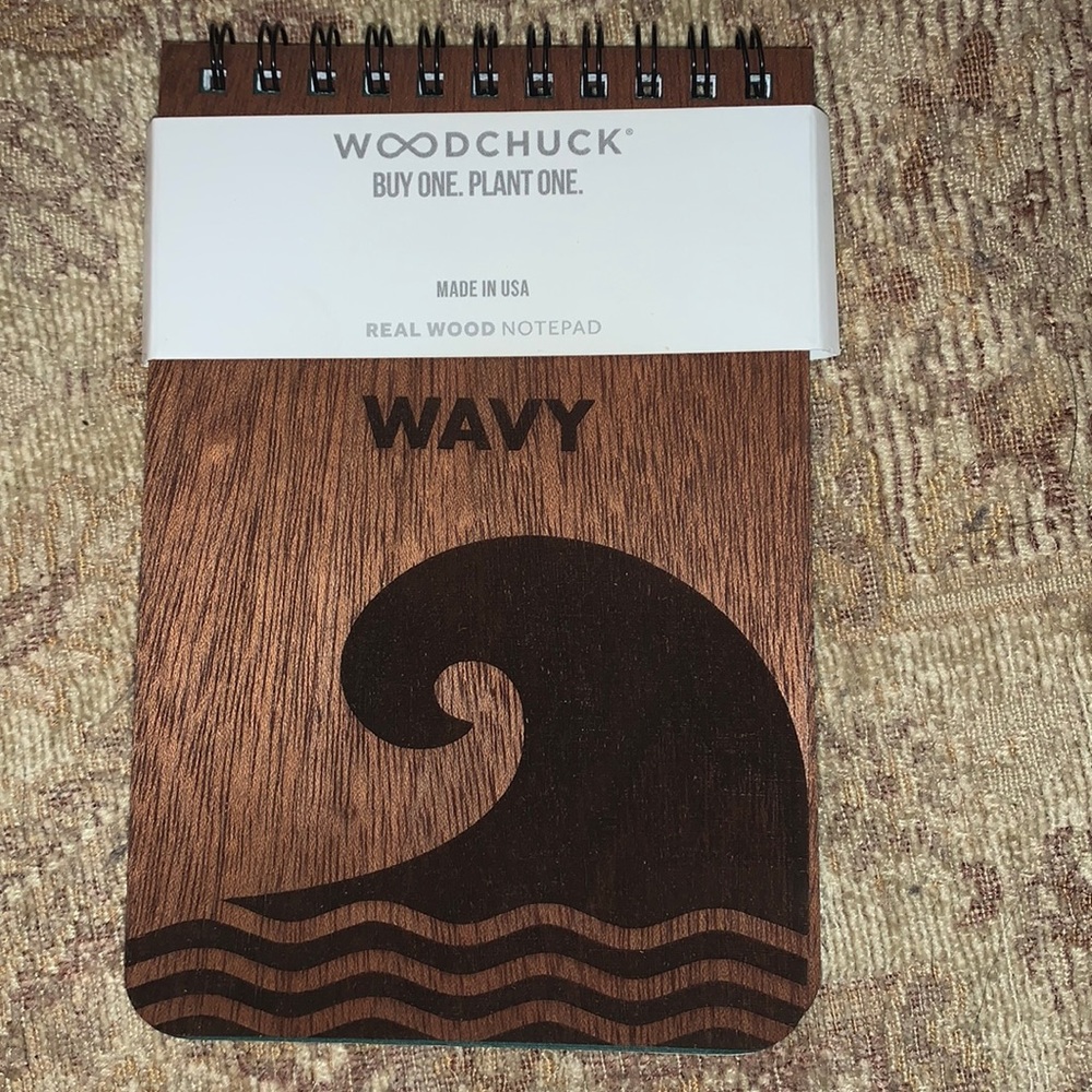 Woodchuck Wood Engraved Wave Thin Notepad 4"x6" NWT